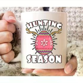 1pc Easter Egg Hunting Season Ceramic Coffee Mug - Reusable, Machine Washable, Multipurpose, Microwave Safe,