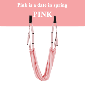 Adjustable Aerial Yoga Strap; Hammock Swing Stretching Strap; Anti-Gravity Inversion Pilates Hammock Belts For Gym Flexibility (Color: pink)