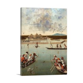 Hunting On The Lagoon (Type: Standard Framed Canvas Print, size: 12" x 8" / 30cm x 20cm (approx))