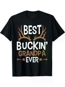 Best Buckin' Grandpa Ever - Men's Cotton Deer Hunting T-Shirt | Casual & Comfortable Crew Neck Tee for Casual Attire (Color: Black, size: M)