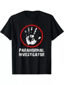 Men's Hunting Paranormal Investigator T-Shirt | 100% Cotton | Casual Round Neck (Color: Black, size: M)