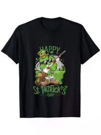 Happy Patrick'S Day Costume Hunting Four-Leaf Clover T-Shirt, 100% Cotton, Single Side (Color: Black, size: XL)