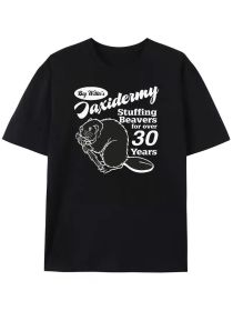 Men's Funny Taxidermy T-Shirt Offensive Stuffing Beavers Shirts Hunting Tees (Color: Black, size: M)